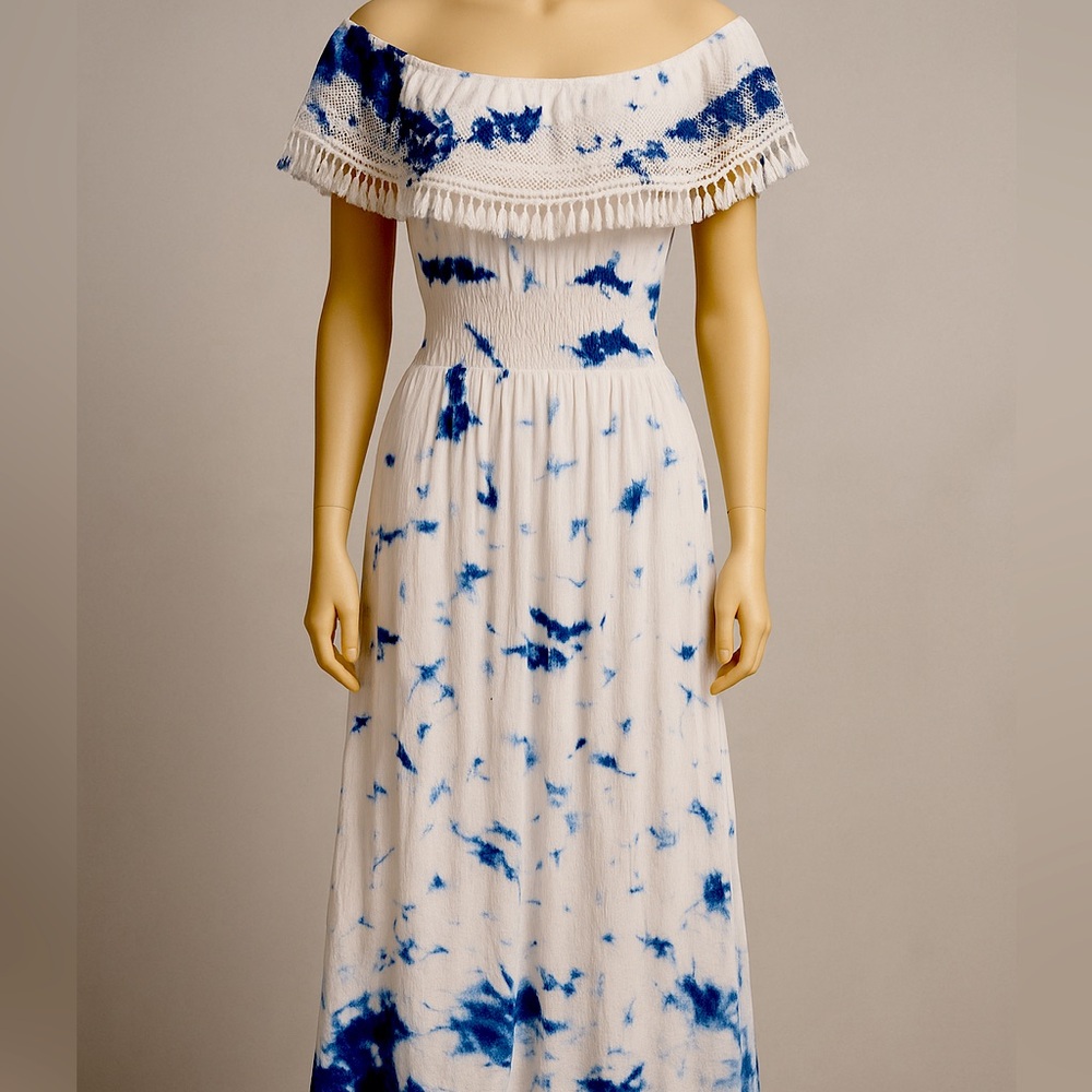 Tie Dye Off-Shoulder Maxi Sundress